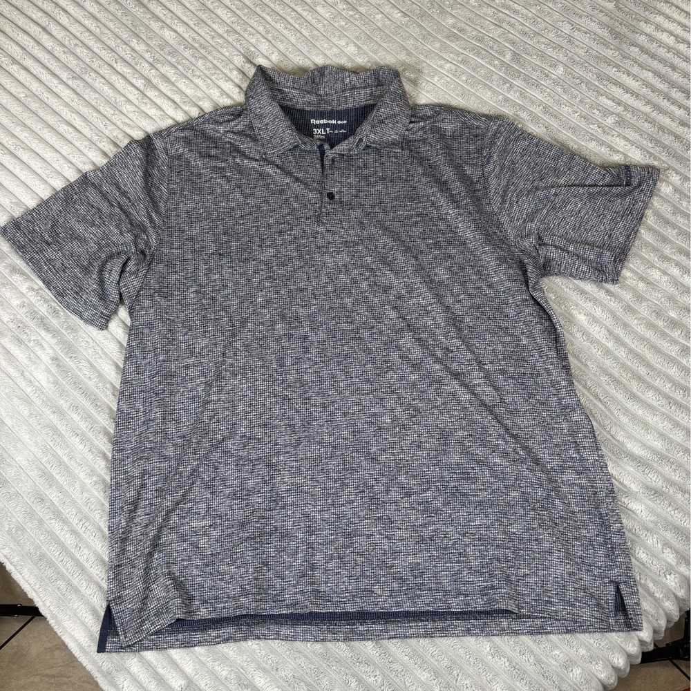 Reebok‎ Golf Polo Shirt Mens 3XL Gray Micro Dot Performance Athletic Big Tall